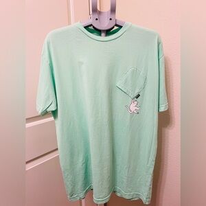 RIPNDIP Light Green Lord Nermal Cat Hanging from Upside-Down Pocket T-Shirt XL